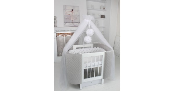 Дитяче ліжечко трансформер Ovalbed 3в1 Blush Light Grey Soft стьобане