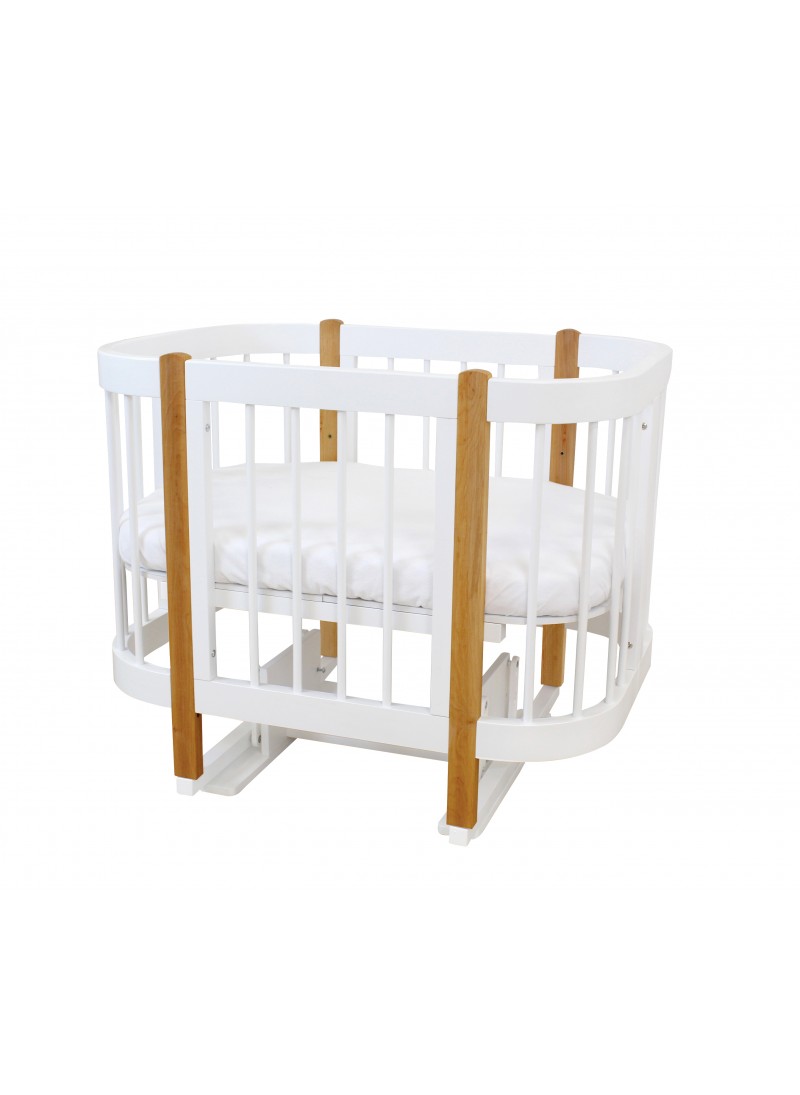 Детская кроватка трансформер  3в1 Happy Mom Beige каретная стяжка