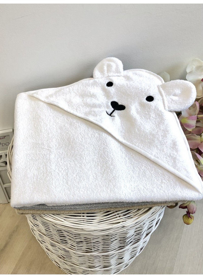 Уголок-полотенце для купания "Мишка"белый 